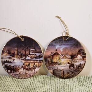 Terry Redlin Christmas Ornaments Set of 2 Evening Rehearsals & Trimming the Tree